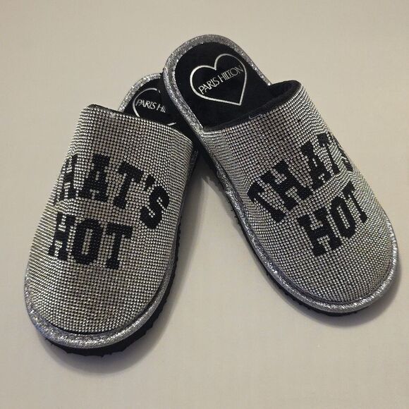 BRAND NEW PARIS HILTON SLIVING  GLITTER RHINESTONE SLIPPERS  THAT's HOT … - Picture 1 of 16